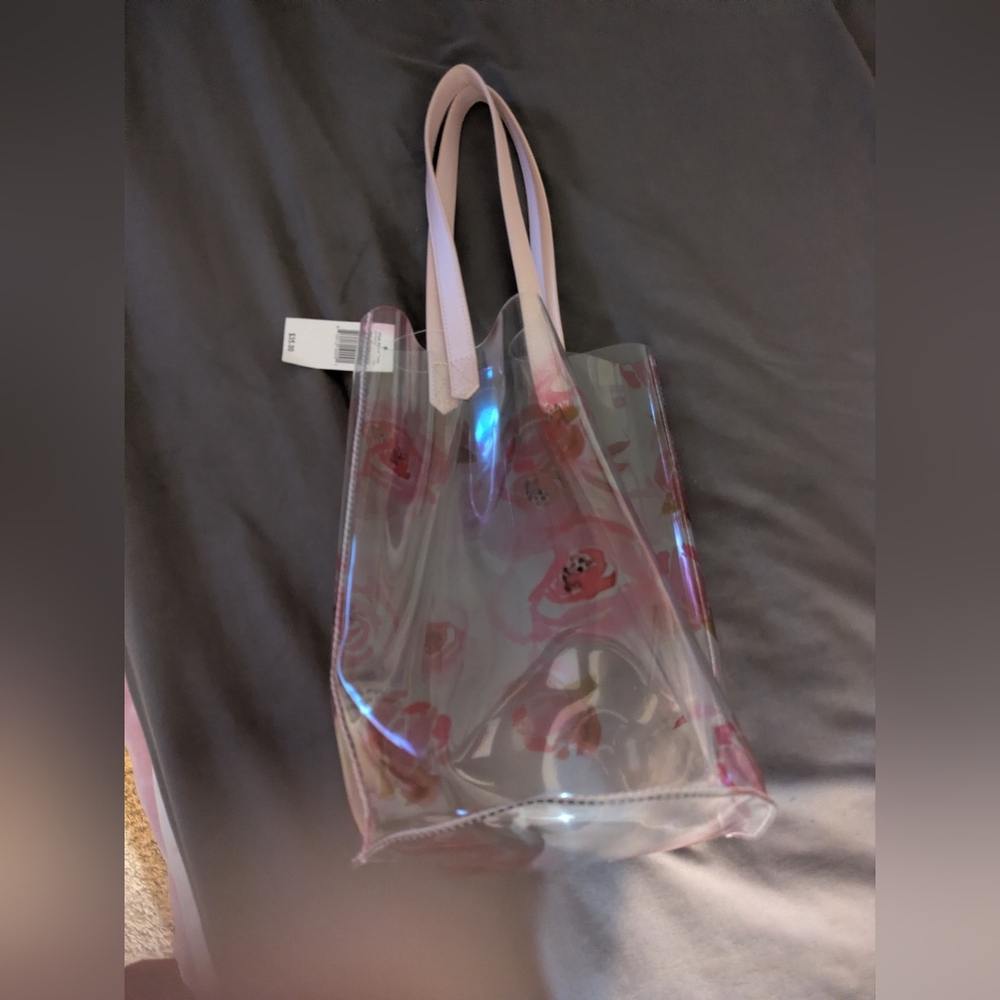 Pink Floral Transparent Tote Bag
